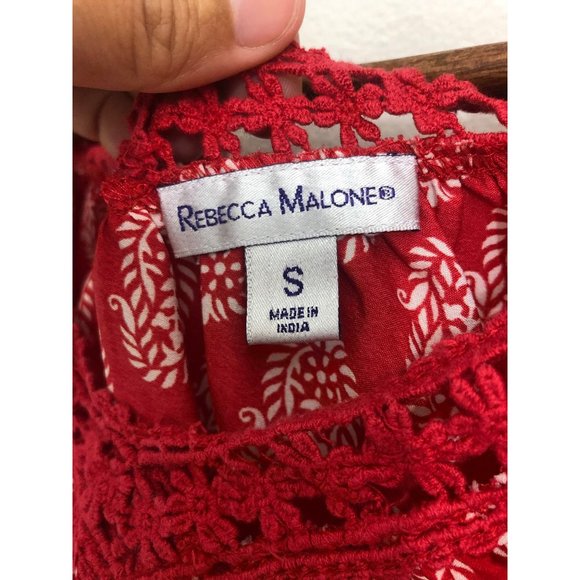 Rebecca Malone Womens Red Print Blouse size Small - Picture 6 of 7